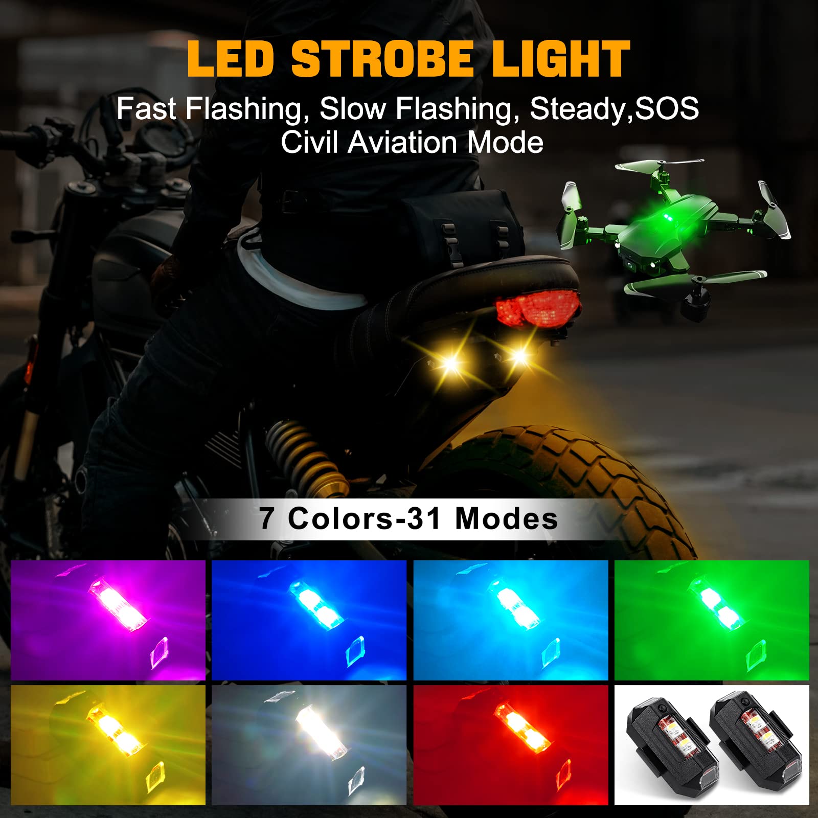 Lampu Sepeda Motor Drone Lampu - Drone Strobe Light ulasan dan harga